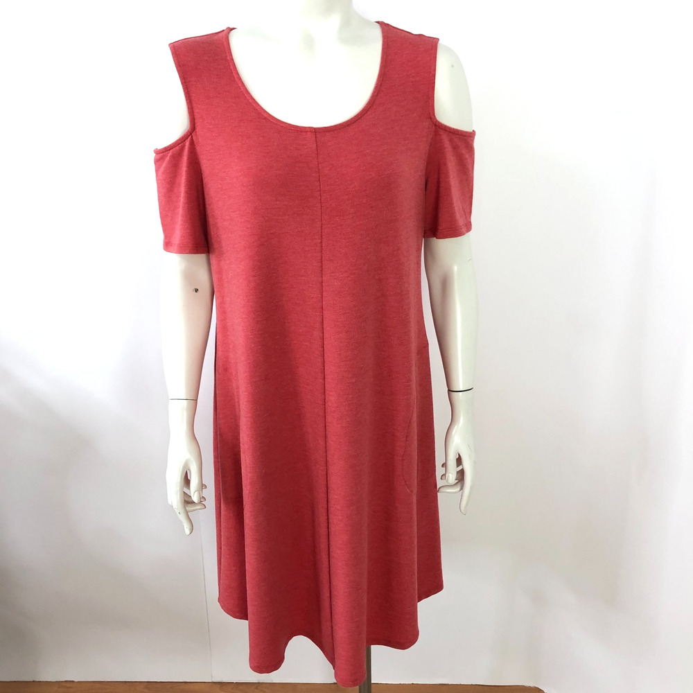 Soft Surroundings Medium Cold Shoulder Women's Knee Length Dress Red 2BB69